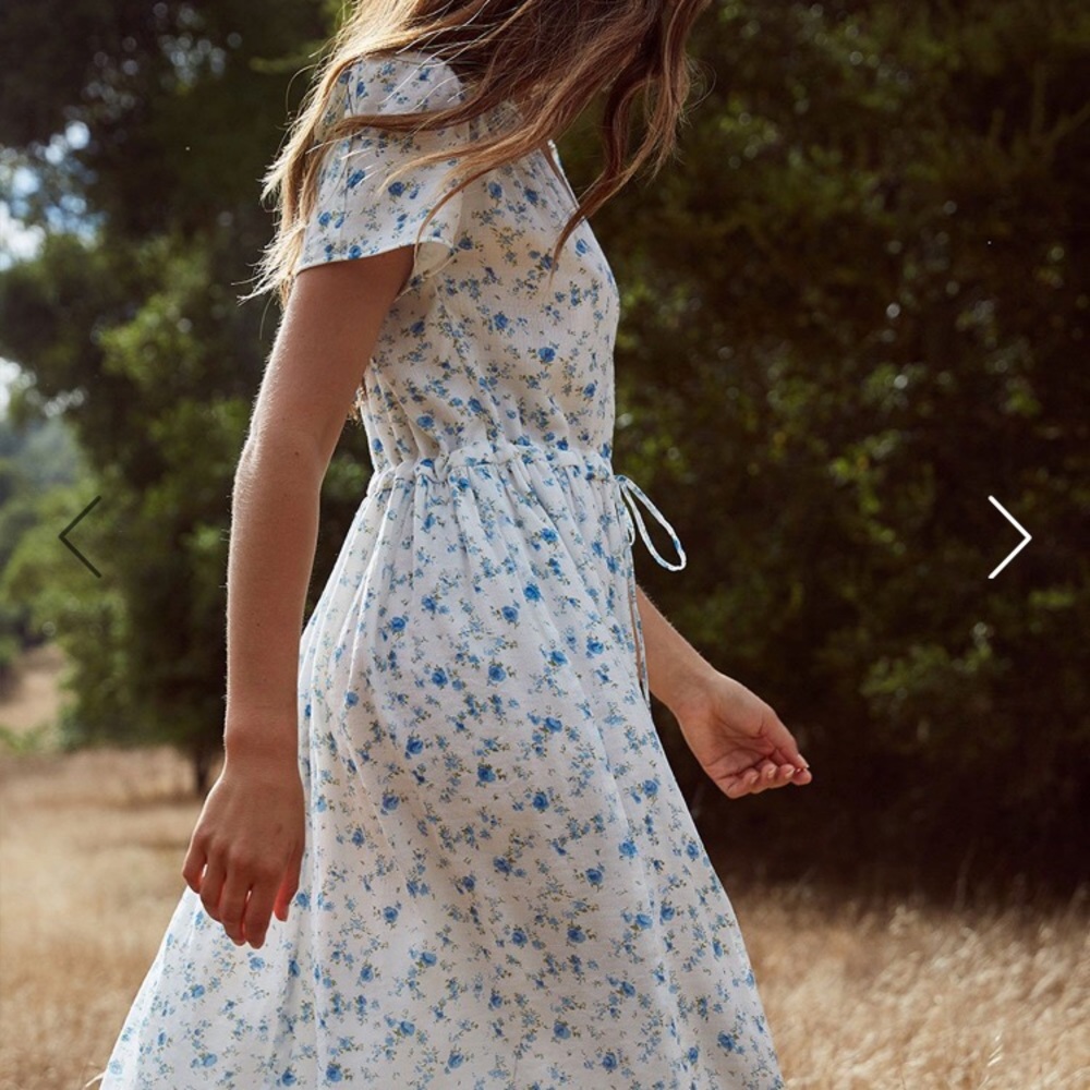 Christy Dawn White & Blue Floral Dawn Dress